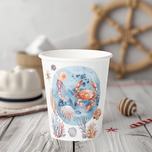 Nautical Watercolor Coral Reef Delights Paper Cups