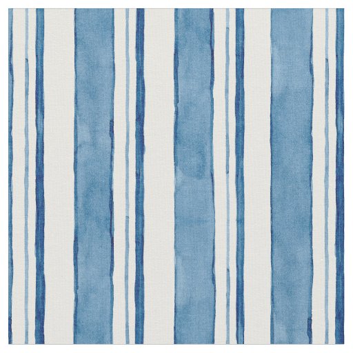 Nautical Watercolor Hand Painted Striped Pattern Fabric