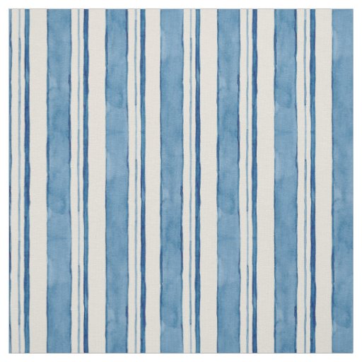 Nautical Watercolor Hand Painted Striped Pattern Fabric
