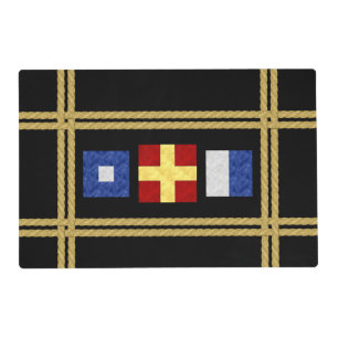 Nautical Watercolor Maritime Signal Flag Monogram Placemat