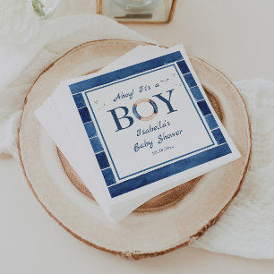Nautical Watercolor Navy Blue Boy Baby Shower  Napkins
