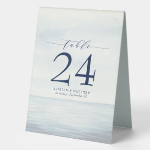 Nautical Watercolor Ocean Navy Blue Table Number Tent