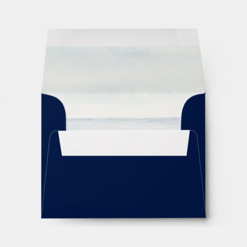 Nautical Watercolor Ocean RSVP Navy Envelope