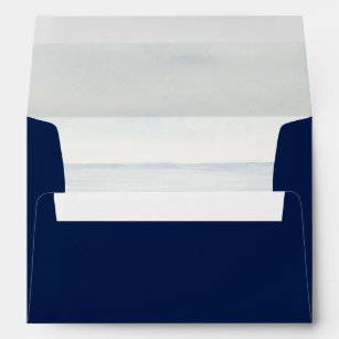 Nautical Watercolor Ocean Wedding Navy Envelope