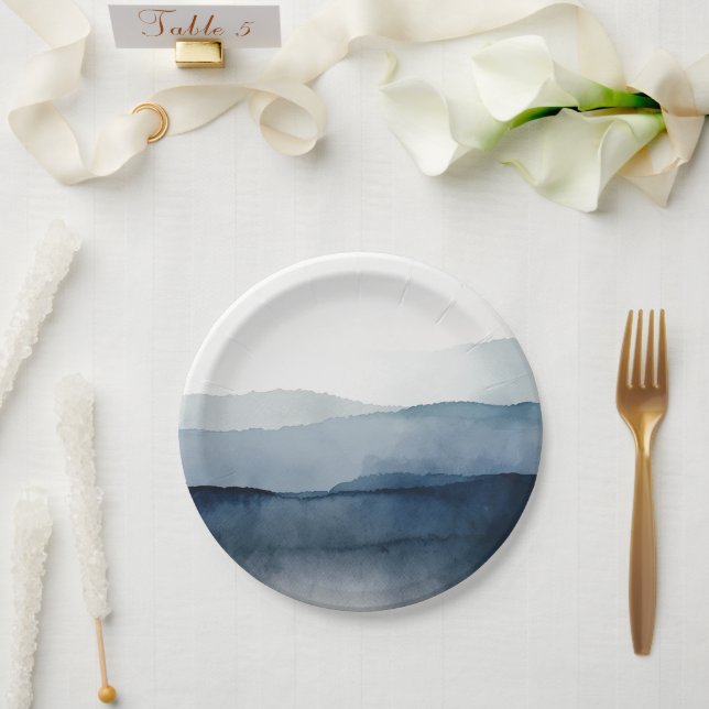 Nautical Watercolor  Paper Plates (Wedding)