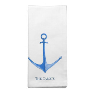 Nautical Watercolor Rustic Boat Anchor  Cloth Napkin