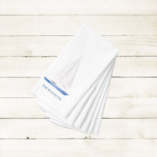 Nautical Watercolor Sail Boat Cloth Napkin