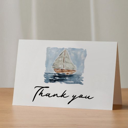 Nautical Watercolor Sailboat Baby Shower Thank You