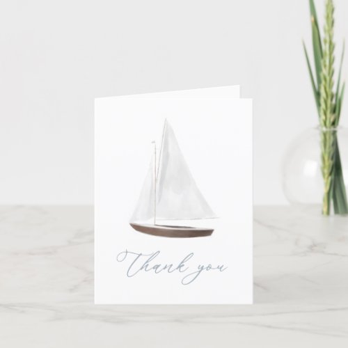 Nautical Watercolor Sailboat Baby Shower Thank You Card