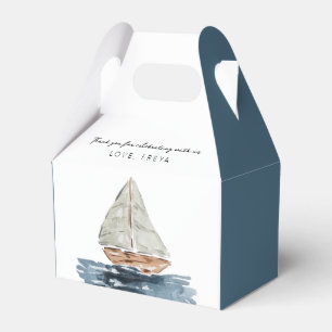Nautical Watercolor Sailboat Baby Shower Thank You Favor Boxes