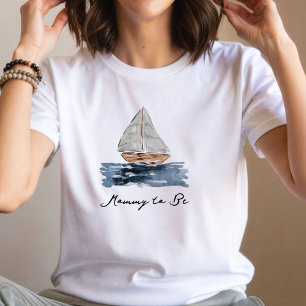 Nautical Watercolor Sailboat Mommy-to-Be T-Shirt