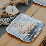 Nautical Watercolor Sailboat Painting Baby Shower Paper Plates<br><div class="desc">Set sail with these beautiful watercolor painted sailboat Baby Shower paper plates. Available in square or round. Original painting by Annie Montgomery Design.</div>