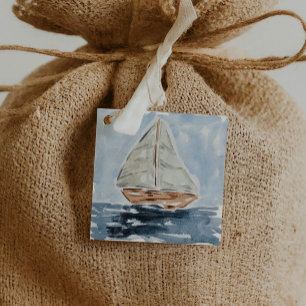Nautical Watercolor Sailboat Personalized Favor Tags