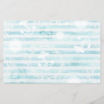 Nautical Watercolor Stripes Scrapbook Paper by SovaHug at Zazzle