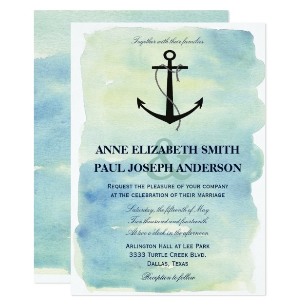 Nautical Watercolor Wedding Invitation