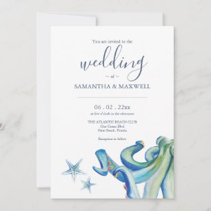 Nautical Watercolor Wedding Invitation Templates
