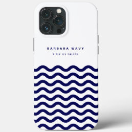 Nautical Wave Navy Blue Trendy Simple Stylish iPhone 13 Pro Max Case