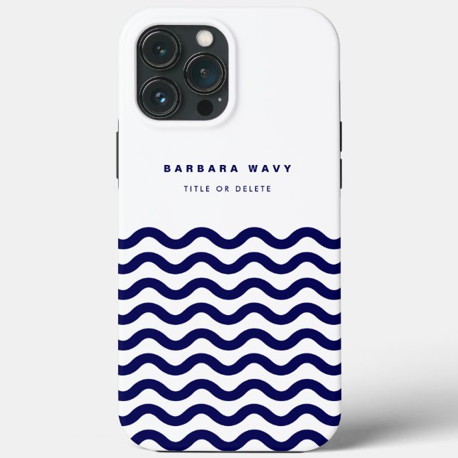 Nautical Wave Navy Blue Trendy Simple Stylish Case-Mate iPhone Case (Back)