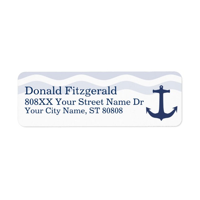 Nautical Waves and Boat Anchor Label (Front)