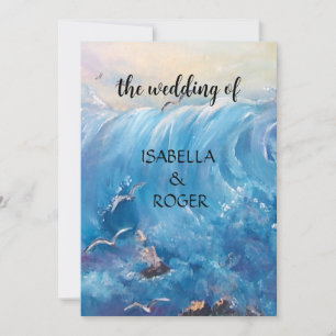 Nautical waves with seaguls Invitation