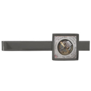 Nautical Weather Gauge Gun Metal Plated Tie Clip