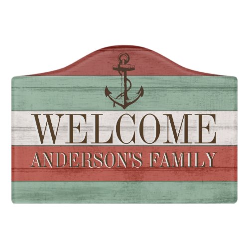 Nautical Weathered Design Wood with Anchor Door Sign