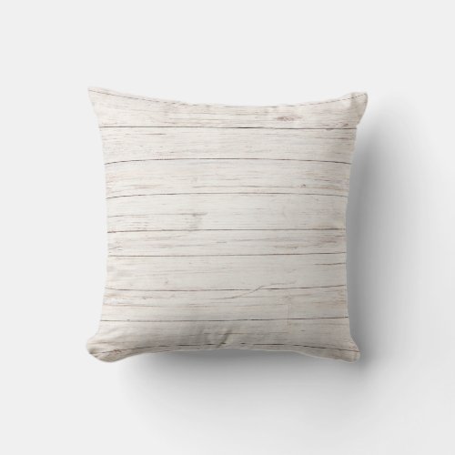 Nautical Weathered Rustic White Wood Coastal  Throw Pillow