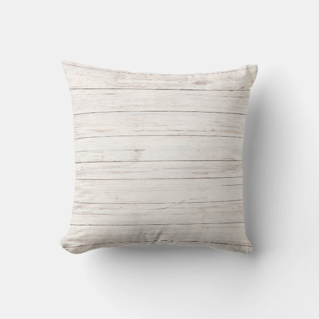 Nautical Weathered Rustic White Wood Coastal  Throw Pillow (Front)