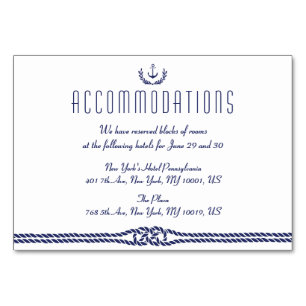 Nautical Wedding Accommodation Card With Anchors