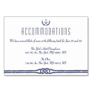 Nautical Wedding Anchor Accommodation Card