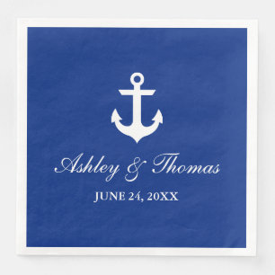 Nautical Wedding Anchor Blue D Paper Dinner Napkins