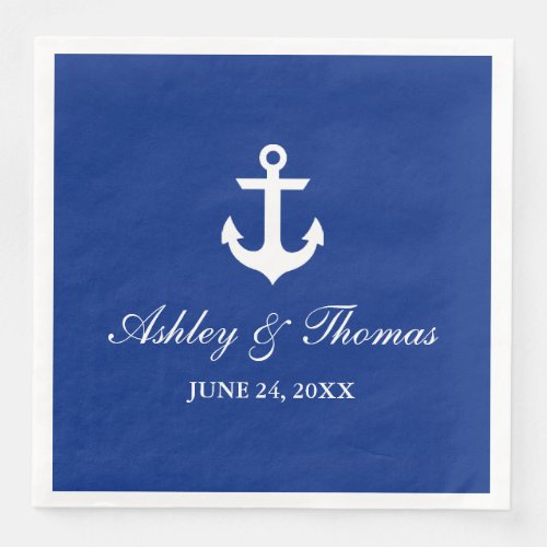 Nautical Wedding Anchor Blue D Paper Dinner Napkins