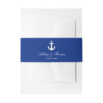 Nautical Wedding Anchor Blue Invitation Belly Band by SugarandSpicePaperCo at Zazzle