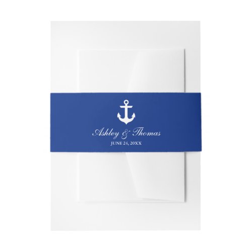 Nautical Wedding Anchor Blue Invitation Belly Band