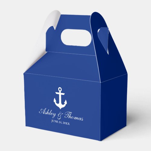 Nautical Wedding Anchor Blue Personalized Gable Favor Boxes