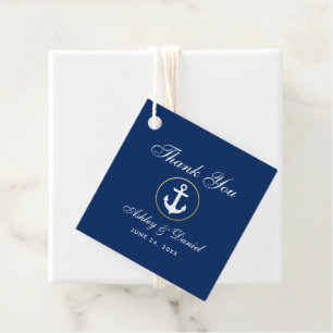 Nautical Wedding Anchor Blue Thank You Favor Tags