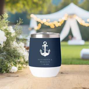 Nautical Wedding Anchor Boat Name Thermal Wine Tumbler