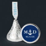 Nautical Wedding Anchor Bride Groom Initials Blue Hershey®'s Kisses®<br><div class="desc">Nautical Wedding Anchor Bride and Groom Initials Chocolate Candy - Navy Blue</div>