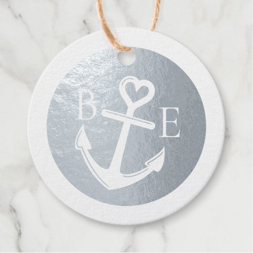 Nautical Wedding Anchor Heart REAL FOIL Foil Favor Tags