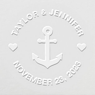 Nautical Wedding Anchor & Hearts Custom Embosser