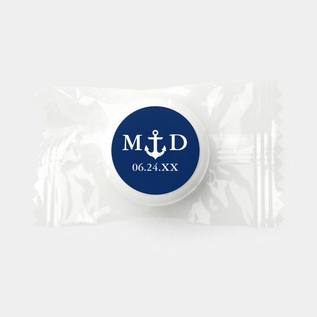Nautical Wedding Anchor Initials Blue Mint Life Saver® Mints (Front)