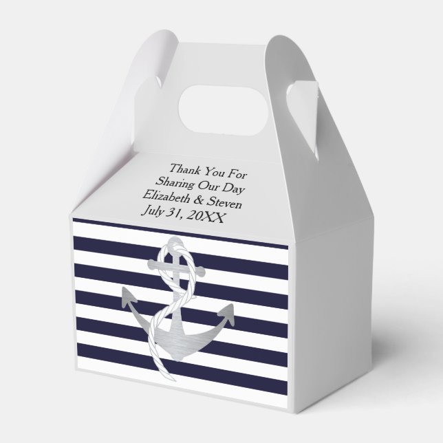 Nautical Wedding Anchor Modern Favor Boxes (Front Side)
