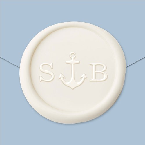 Nautical Wedding Anchor Monogram Initials Wax Seal Sticker