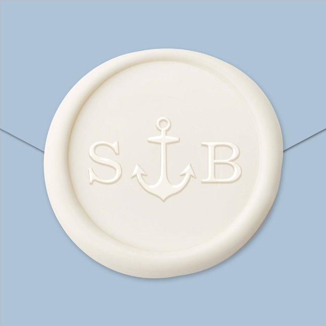 Nautical Wedding Anchor Monogram Initials Wax Seal Sticker (Creator Uploaded)