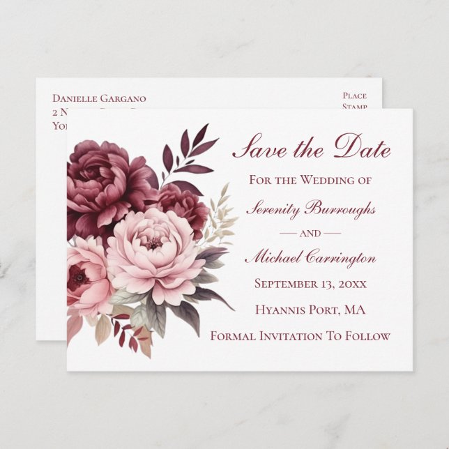 Nautical Wedding  Anchor Navy Blue Save The Date Postcard (Front/Back)