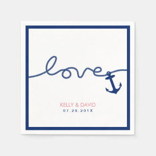 Nautical Wedding  Anchor & Rope Simple Border Napkins