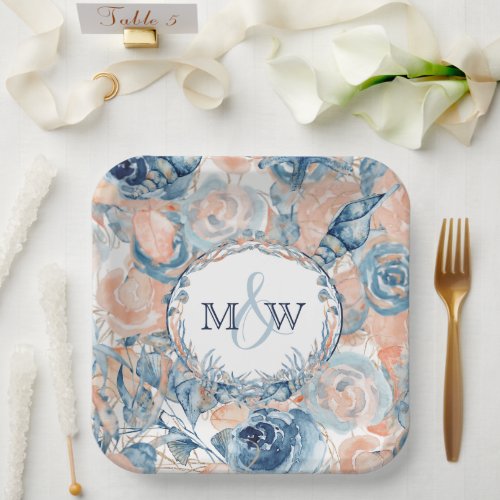 Nautical Wedding Beach Sea Shell and Roses Paper Plates