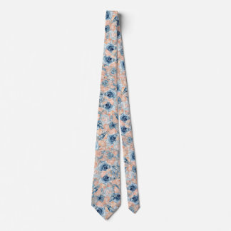Nautical Wedding Beach Sea Shell Flowers Blue  Neck Tie