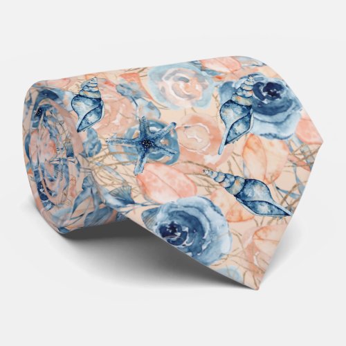 Nautical Wedding Beach Sea Shell Flowers  Neck Tie