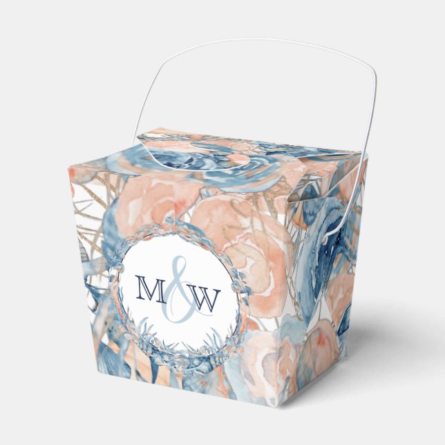 Nautical Wedding Beach Seashell and Rose Favor Boxes (Front Side)